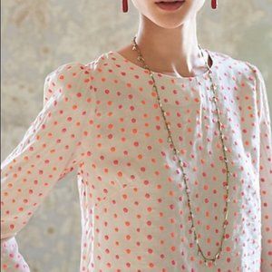 Anthropologie Isato Blouse, Pink Polka Dots